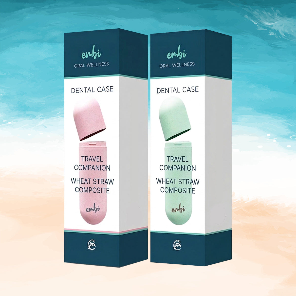 embi dental case on beach theme background 