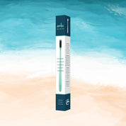 embi soft bristle toothbrush on a beach theme 