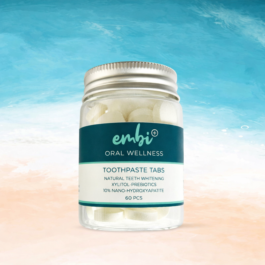 embi toothpaste tabs oral wellness with 10% nano hydroxyapatite for natural teeth whitening and oral microbiome support 60 pcs